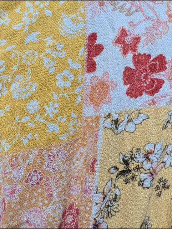 Forever 21. Floral Patchwork Yellow Orange Short Dress - Picture 5 of 5